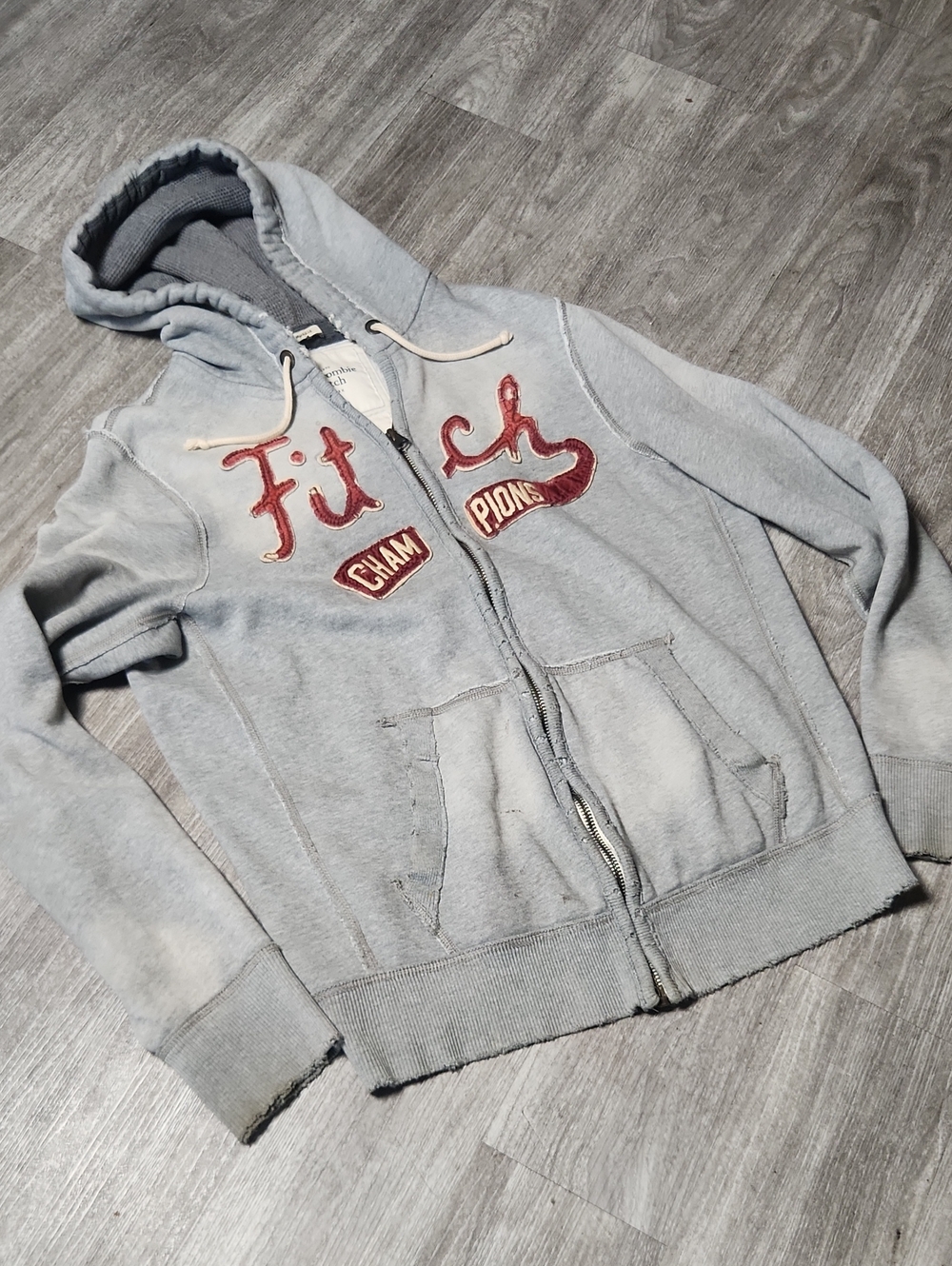 Vintage Abercrombie & Fitch Gray Hoodie with Red Lettering (HEAVY)